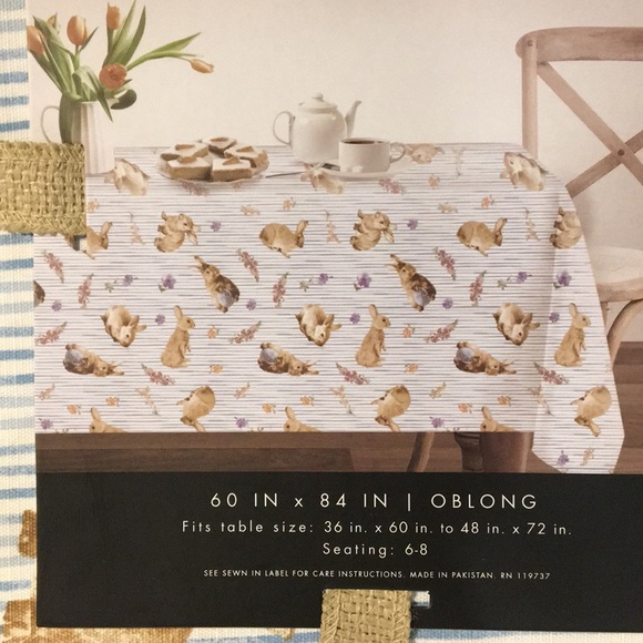 Bunny Hill Farms Tablecloth blue and white NWT - Picture 2 of 5